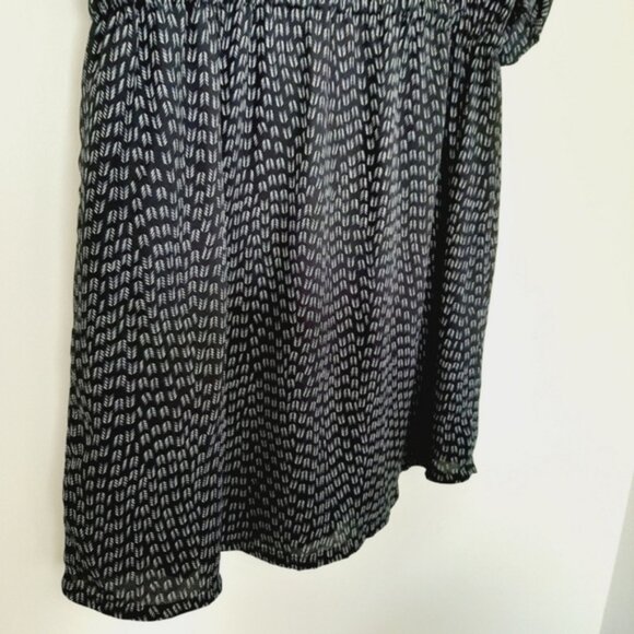 HILARY RADLEY Utility Sleeve Drop Waist Dress Navy Blue Tribal Geo Print Sz S - Picture 16 of 16